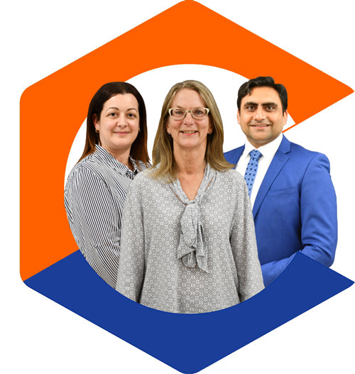Our Story | caqa-resources A business team of three professionals pose for a headshot, showcasing CAQA Publications' commitment to quality vet training.