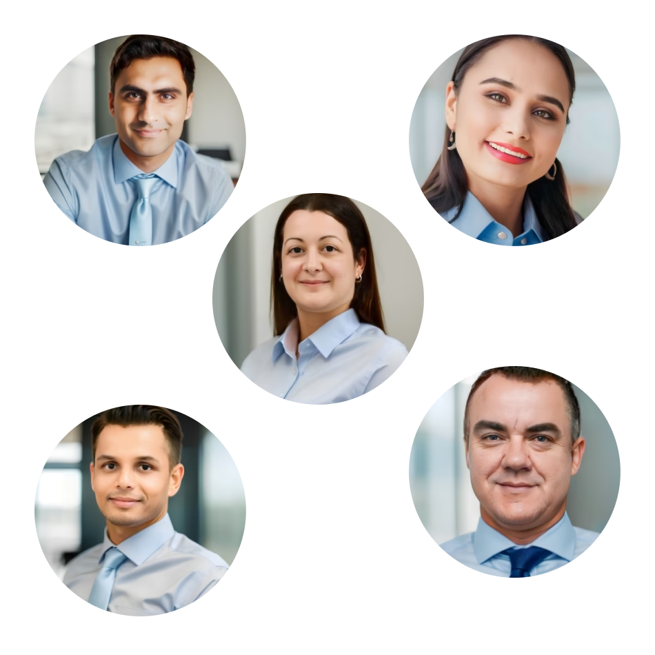 Five diverse professionals are displayed in circular portraits, representing CAQA Publications' commitment to quality vet.